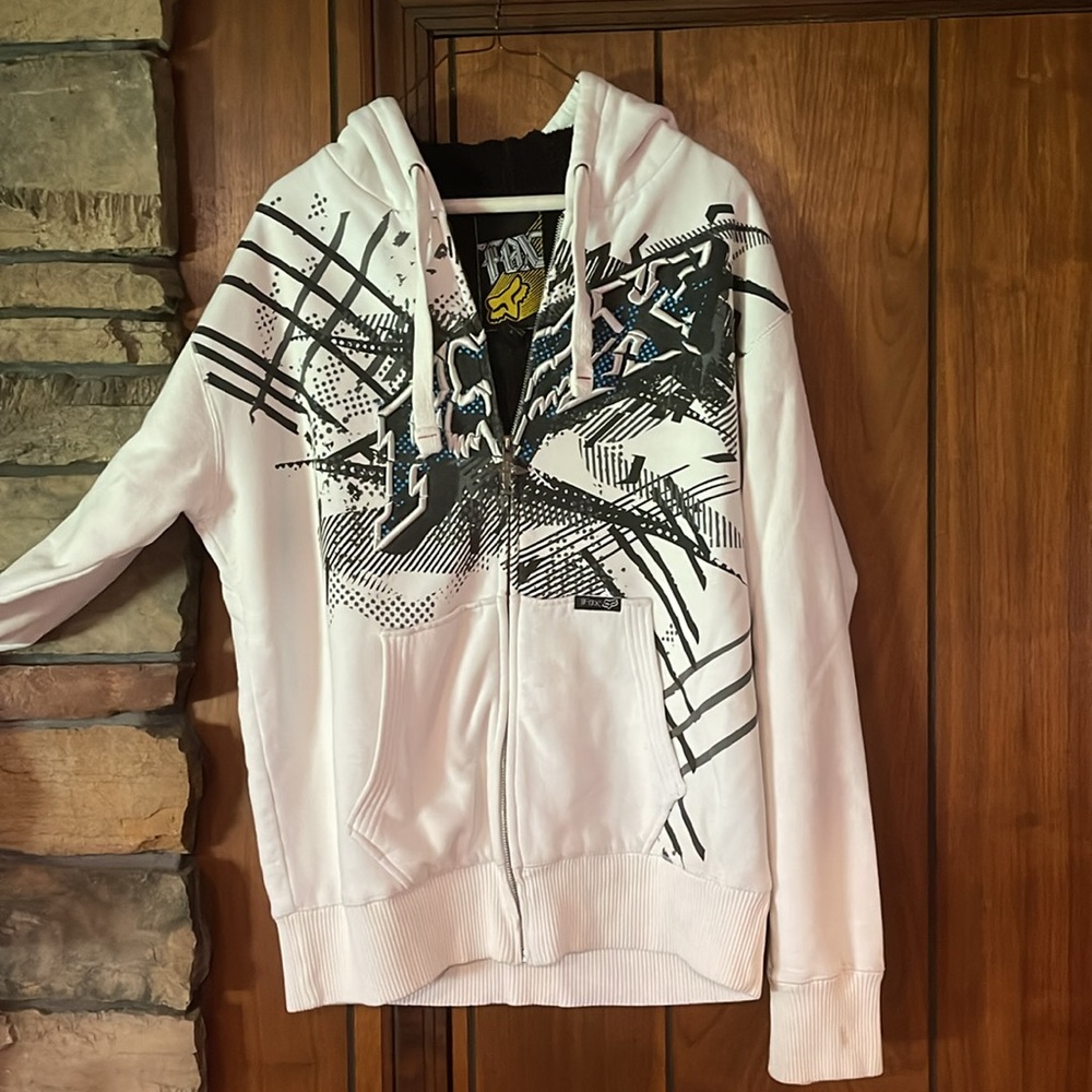 Fox white zip up hoodie